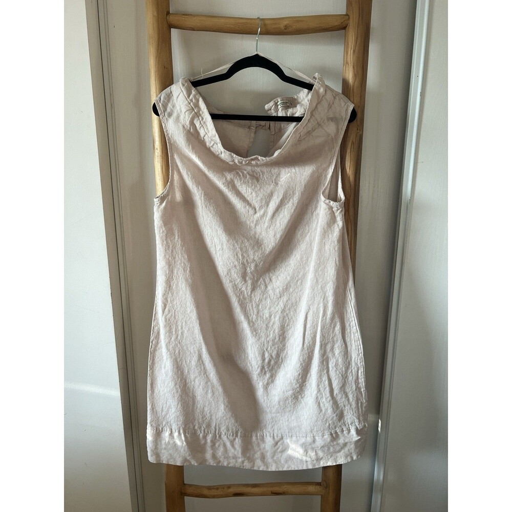 Valentina Naldi Beige %100 Linen Dress  off- Shoulder  XL Made in Italy
